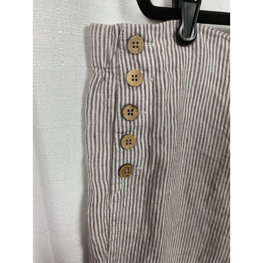 J.Jill Love Linen Cream Beige Stripe Linen Wide Leg Cropped Pants Sz.3X - Picture 6 of 11